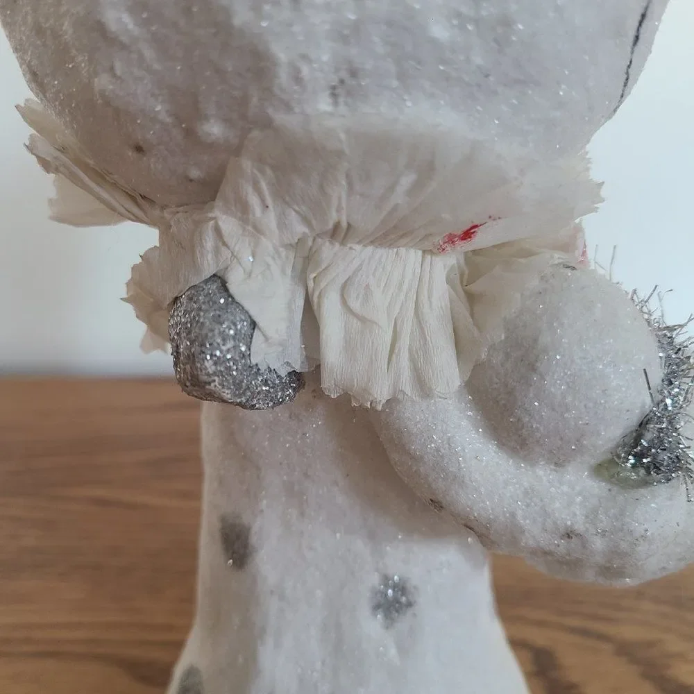 Whimsical Snow Woman Angel Mama With Snow Baby Shelf Sitter Winter Figurine VTG